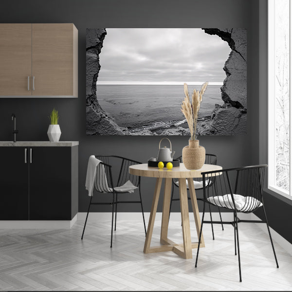 Horizon door een ruwe muuropening acrylglas
