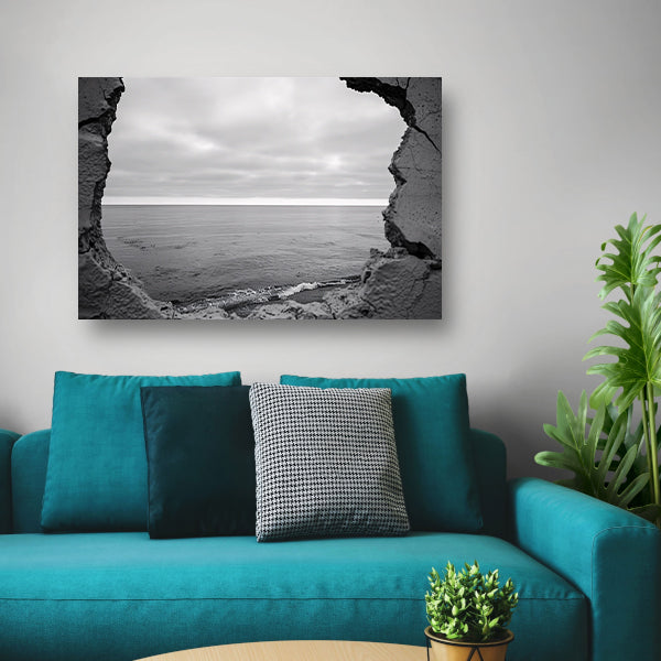 Horizon door een ruwe muuropening acrylglas