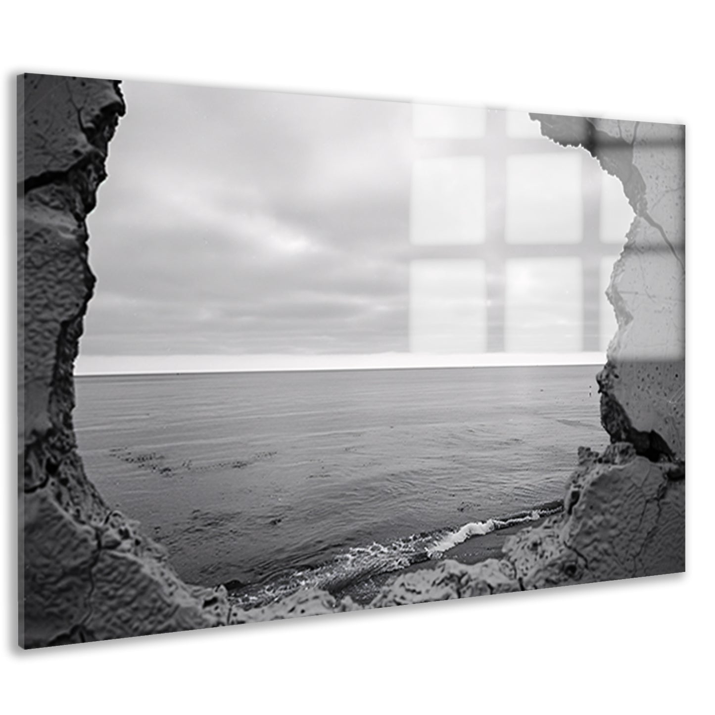 Horizon door een ruwe muuropening acrylglas