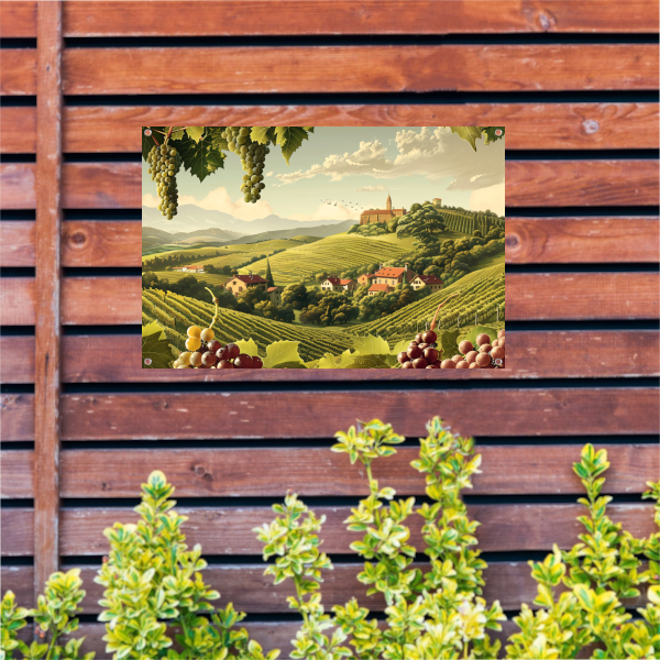 Impressionistische wijngaard met druiven tuinposter