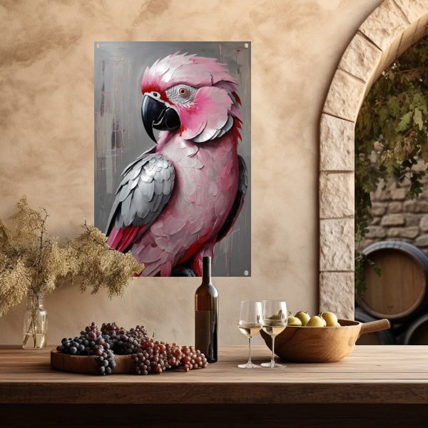 Portret van een Roze en Grijze Papegaai tuinposter