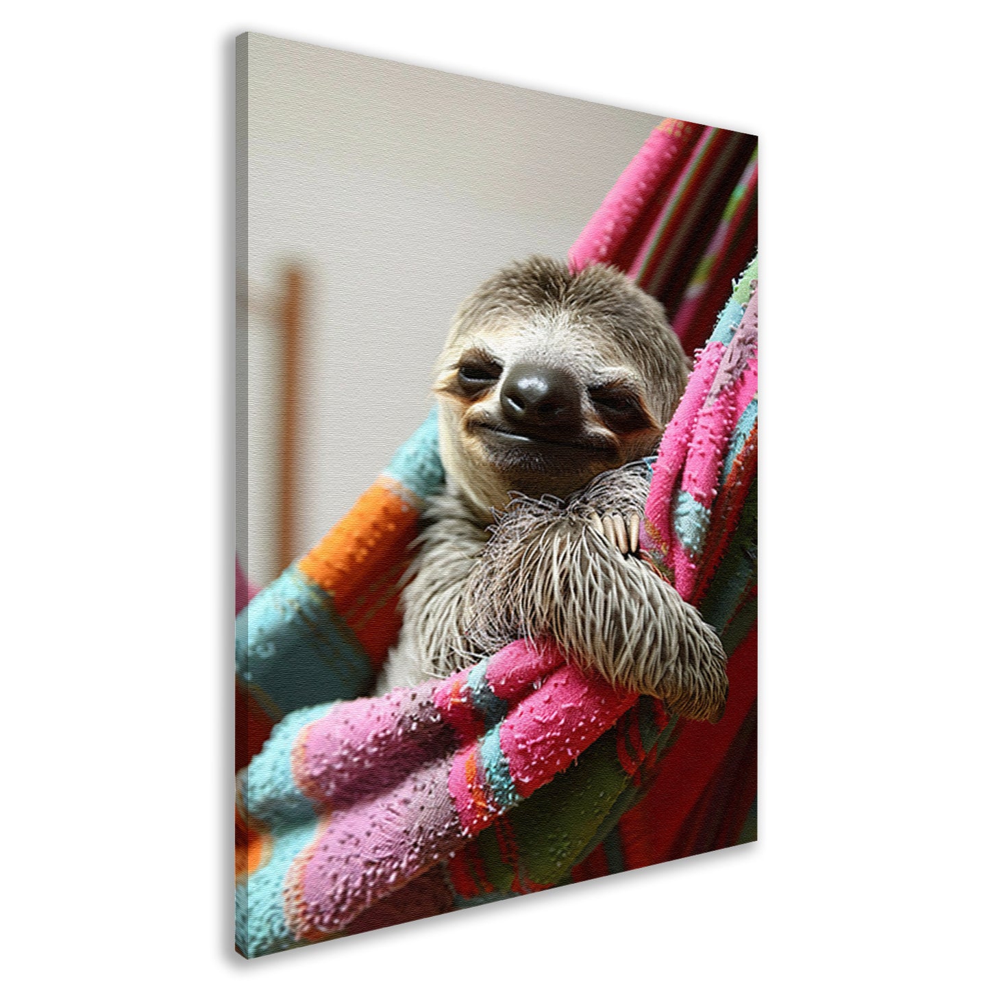 Luiaard in een Kleurrijk Hangmat canvas