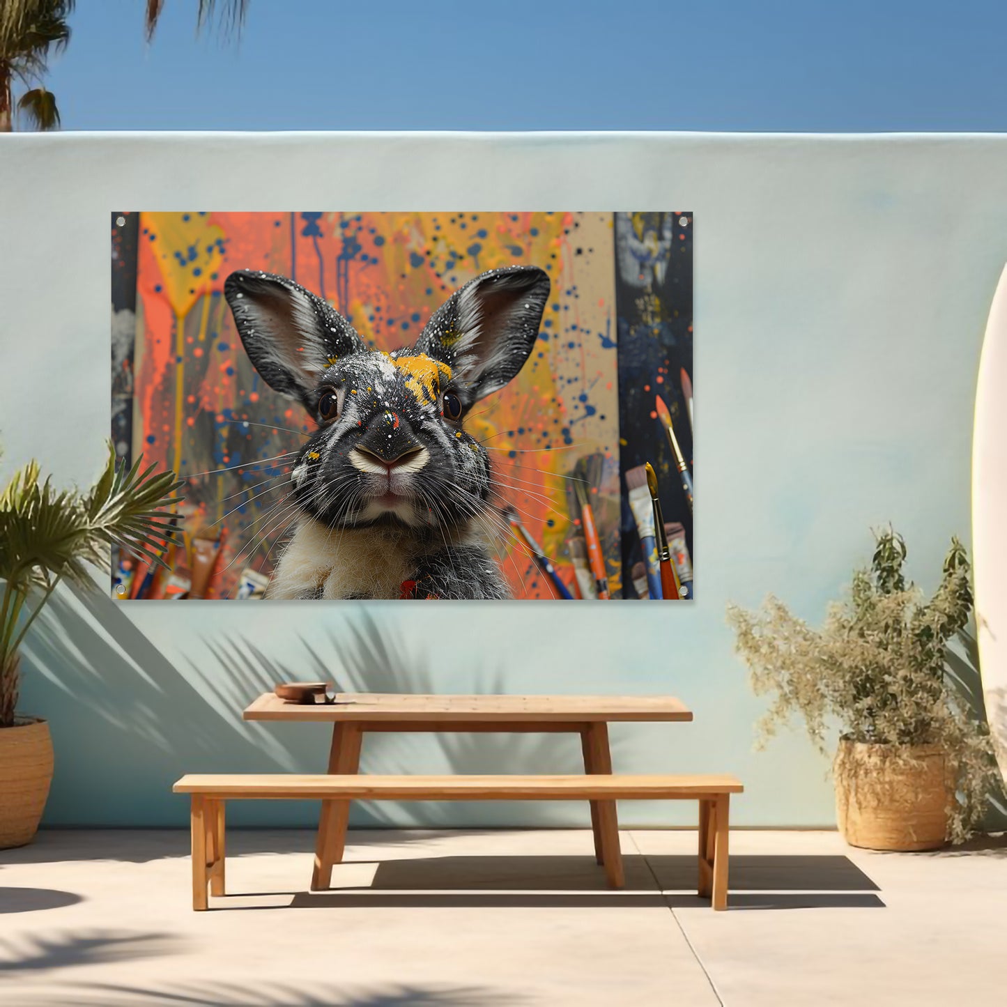 Abstract Konijn met Verf tuinposter