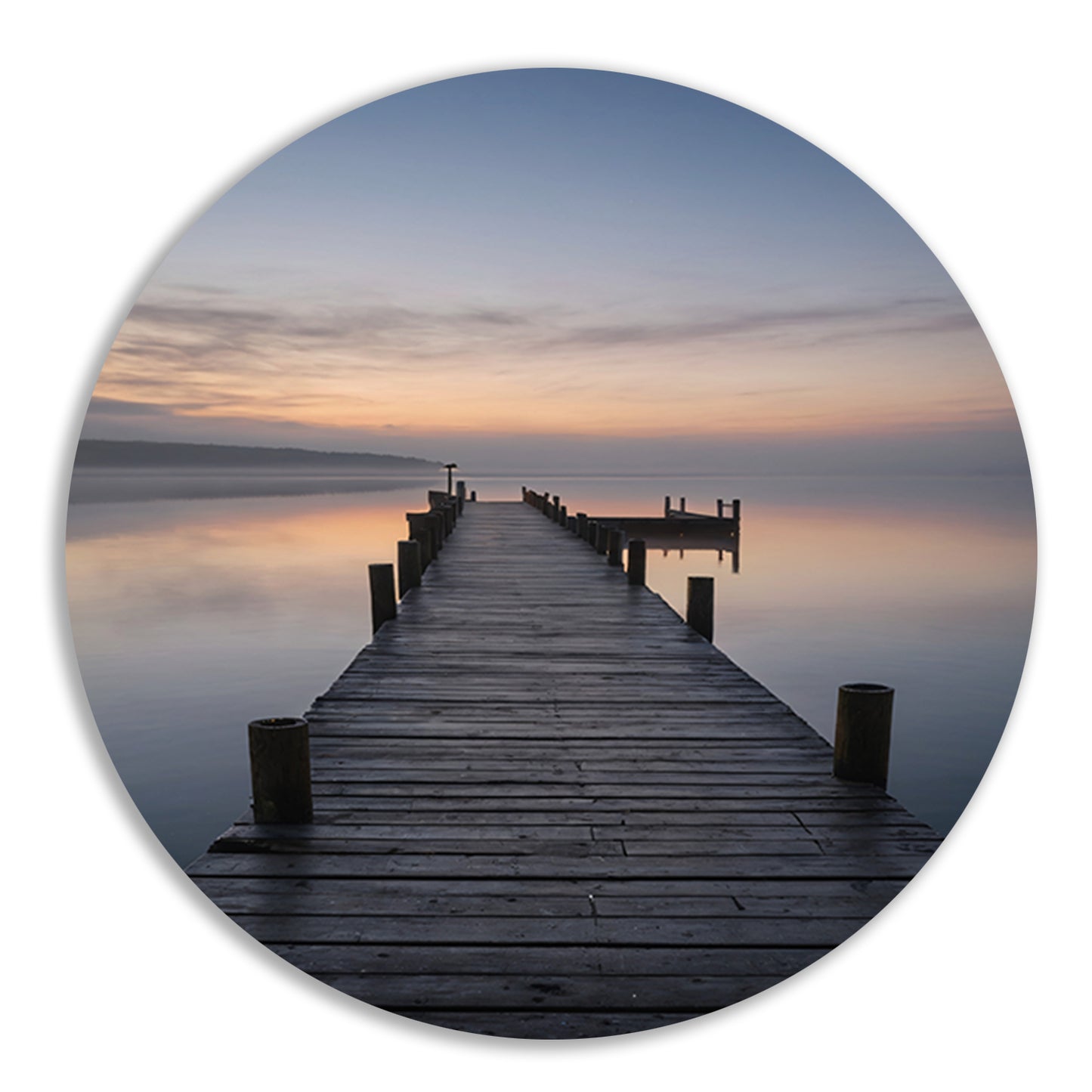 Houten Steiger Mistige Dageraad Stille Zee forex muurcirkel