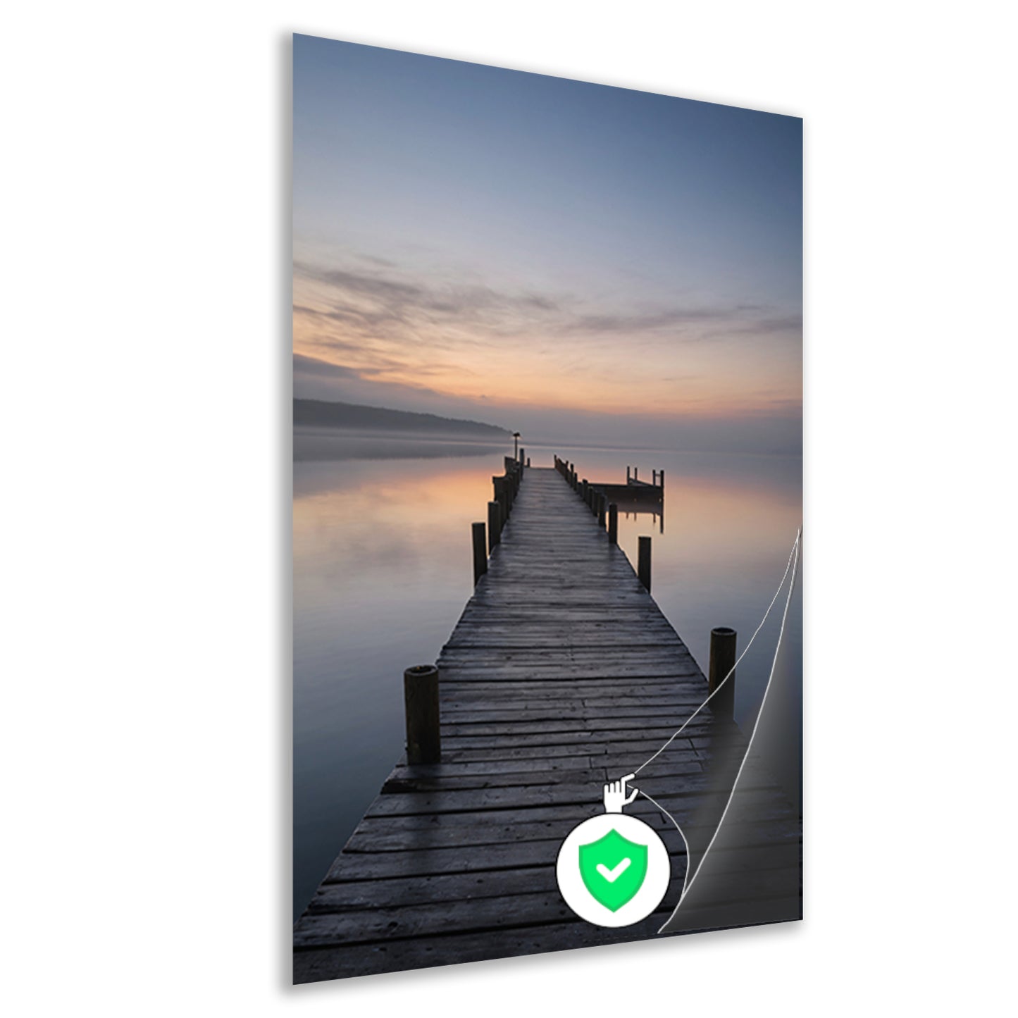 Houten Steiger Mistige Dageraad Stille Zee poster