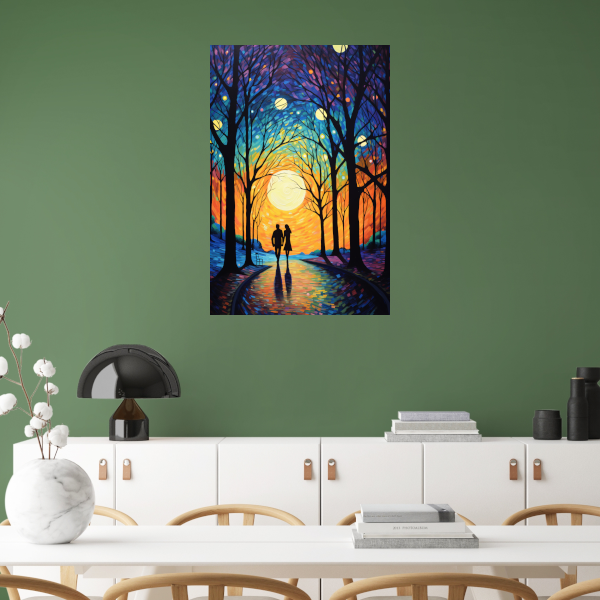 Romantische Schemering tussen de Bomen poster