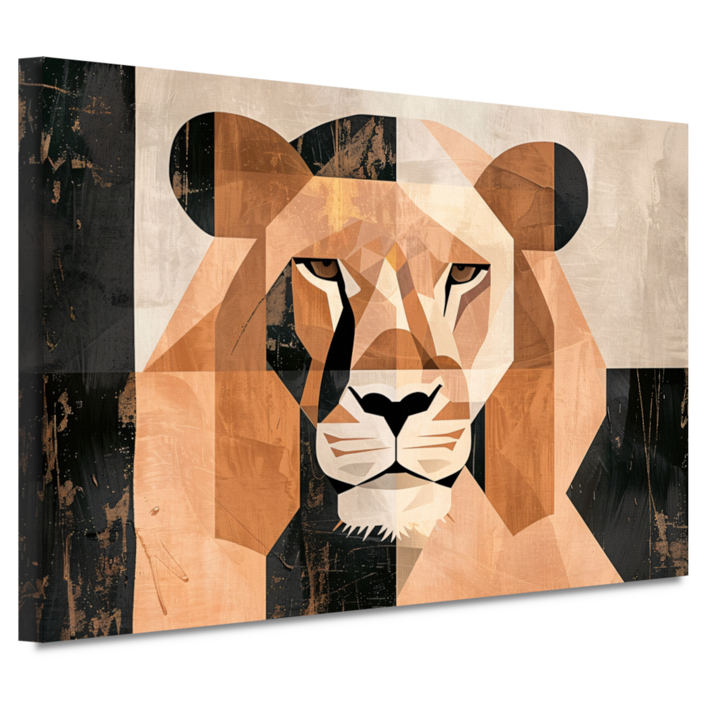 Geometrische Abstracte Leeuwenkop Art Deco canvas