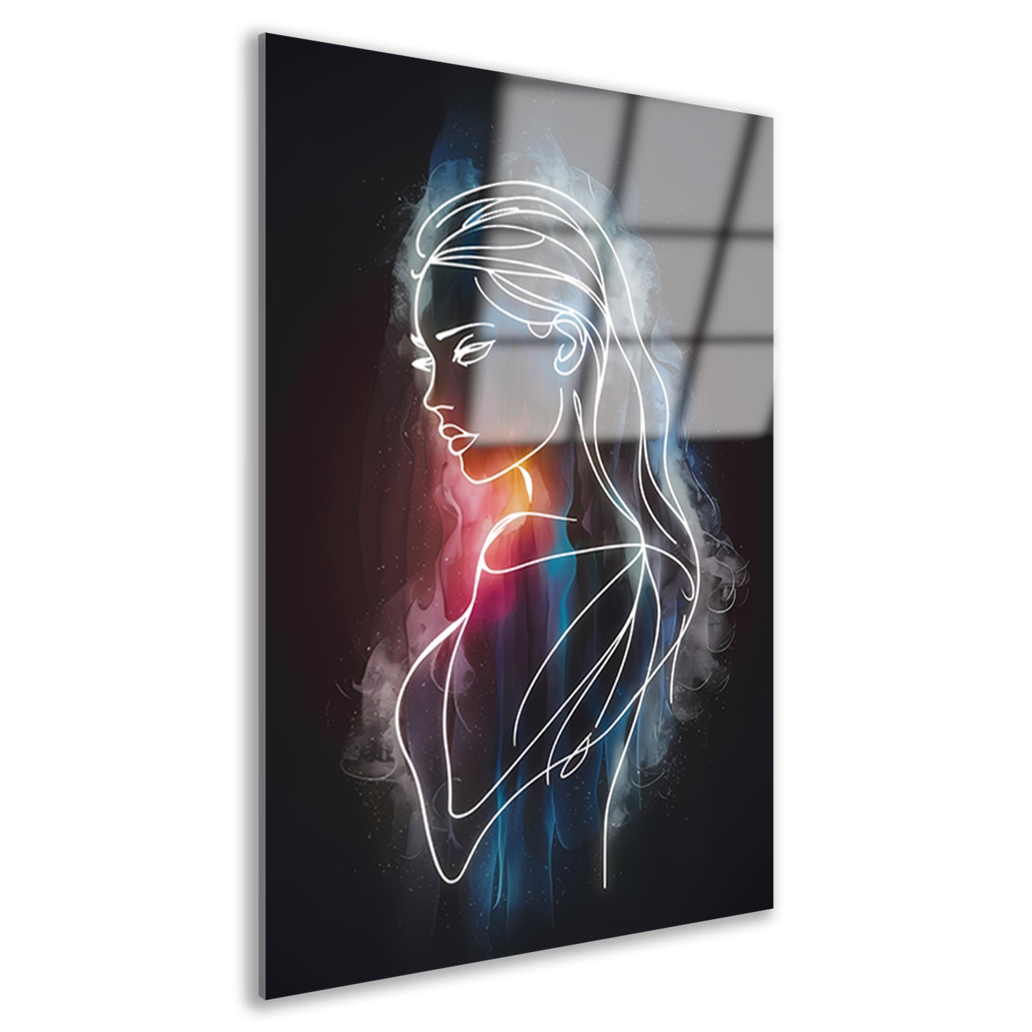 Kosmische lijnkunst portret van vrouw acrylglas