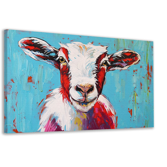 Expressieve kleurrijke geitenkunst op levendige achtergrond canvas