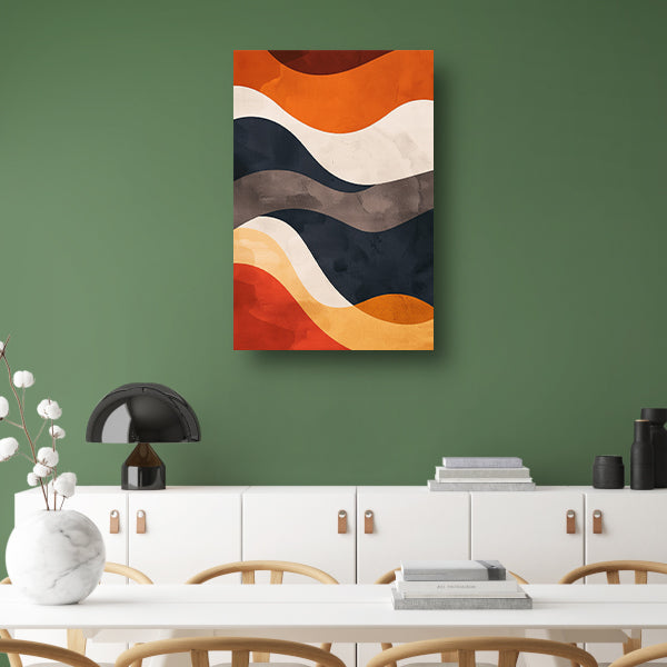 Abstract Golven in Aardse Kleuren canvas met baklijst