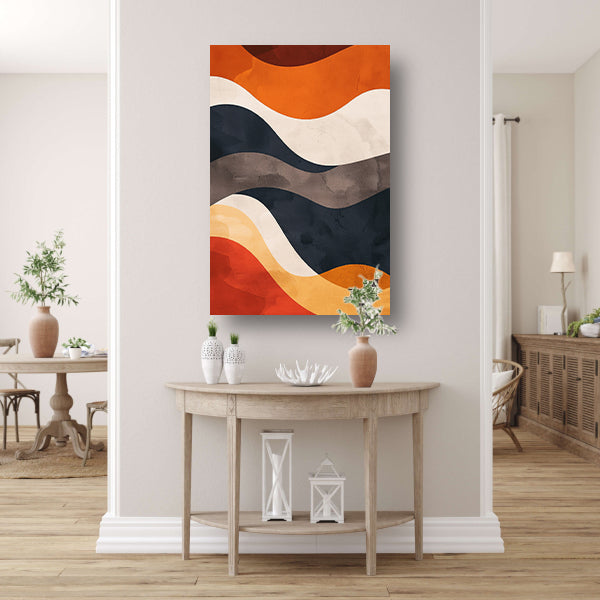 Abstract Golven in Aardse Kleuren canvas met baklijst