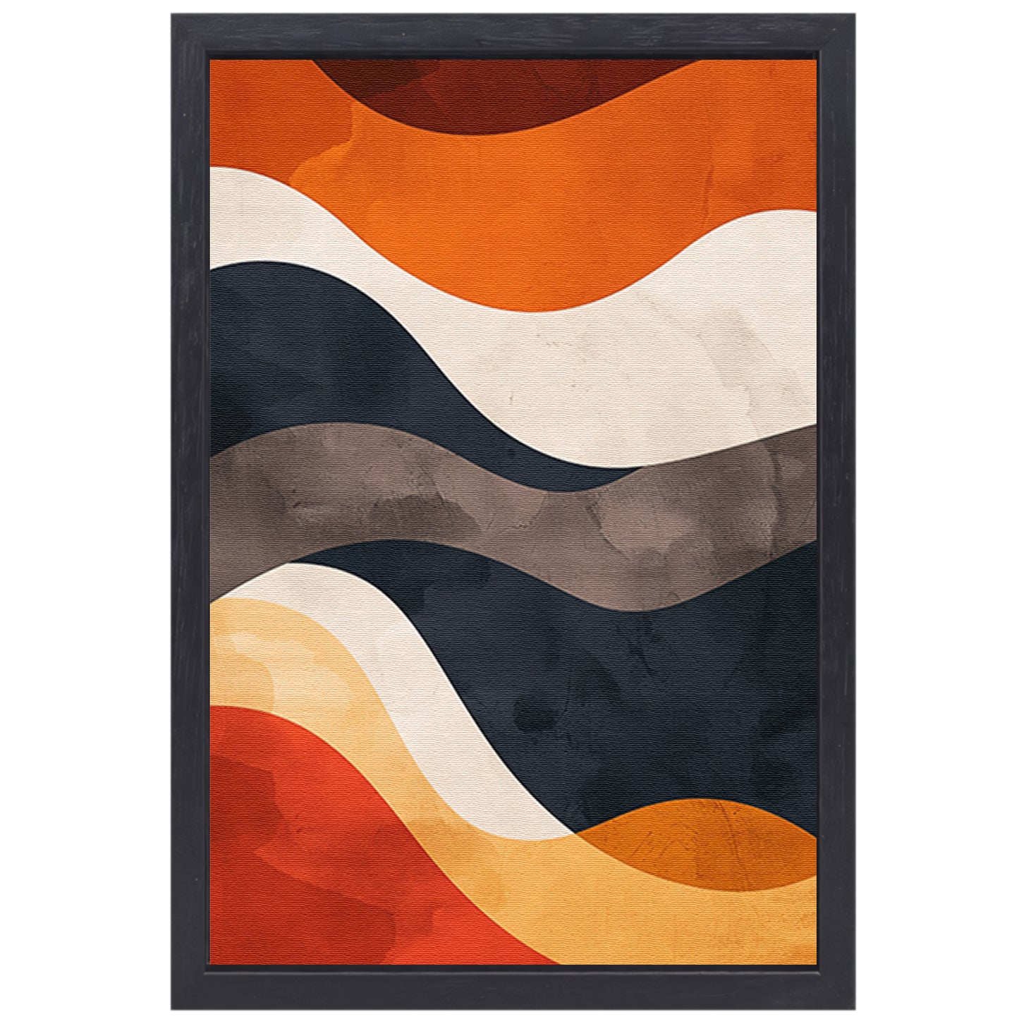 Abstract Golven in Aardse Kleuren canvas met baklijst