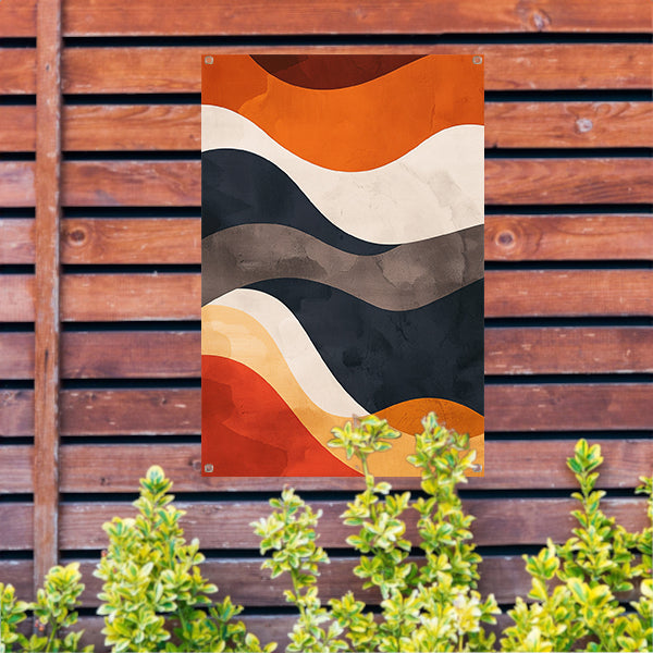 Abstract Golven in Aardse Kleuren tuinposter
