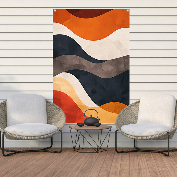 Abstract Golven in Aardse Kleuren tuinposter