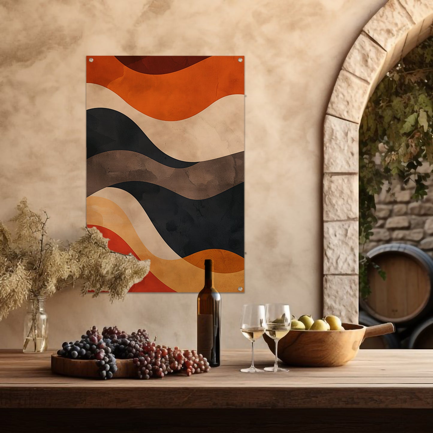 Abstract Golven in Aardse Kleuren tuinposter