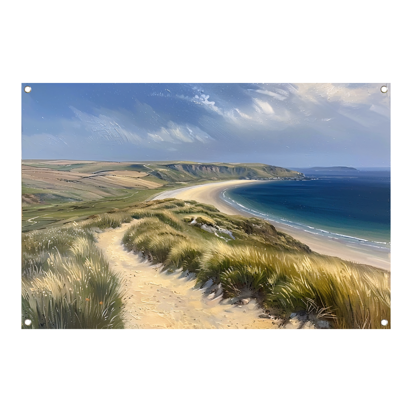Prachtig strandlandschap met blauwe zee tuinposter