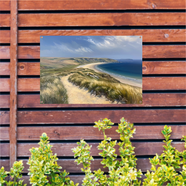Prachtig strandlandschap met blauwe zee tuinposter