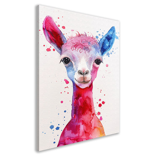 Kleurrijke digitale kunst van een alpaca canvas