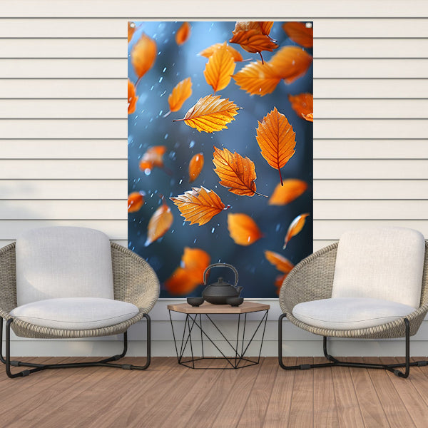 Oranje Bladeren Dansen in de Regen tuinposter