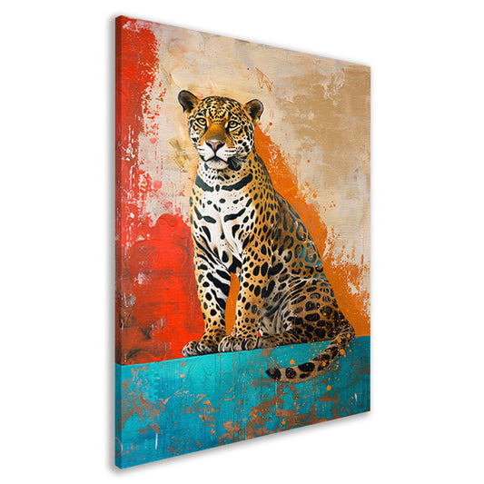 Kleurrijk abstract schilderij van een jaguar canvas