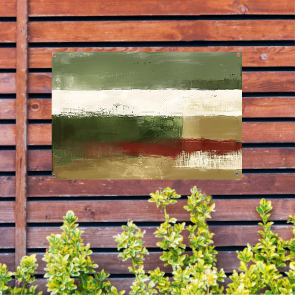 Abstract landschap schilderij met groene tinten tuinposter