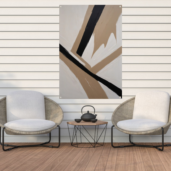 Intersecting Lines in Monochrome Palette tuinposter