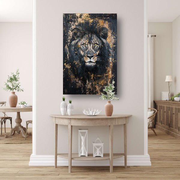 Mysterieus portret van een leeuw in kunst canvas