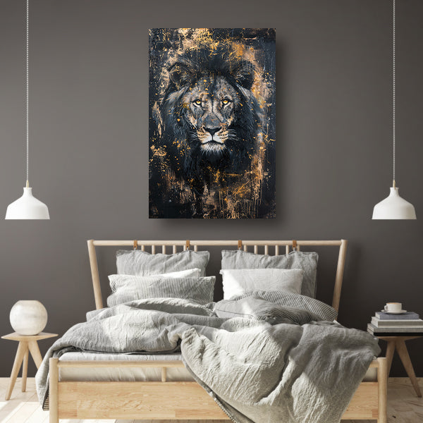 Mysterieus portret van een leeuw in kunst canvas