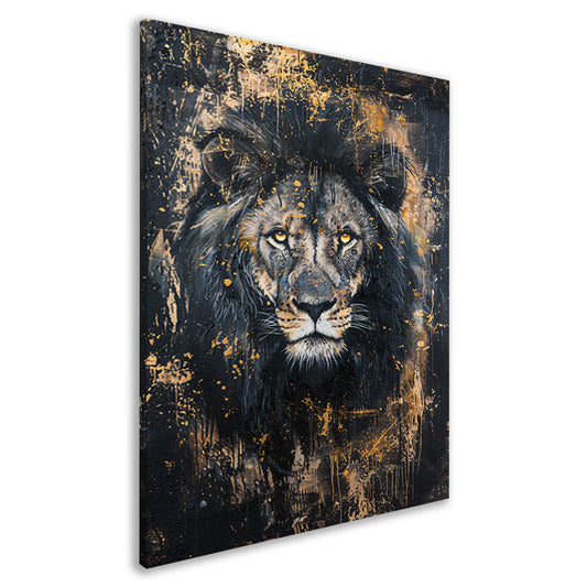 Mysterieus portret van een leeuw in kunst canvas
