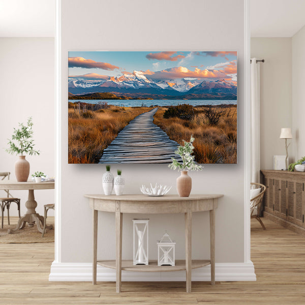 Adembenemend Patagonia landschap met bergen en meer canvas