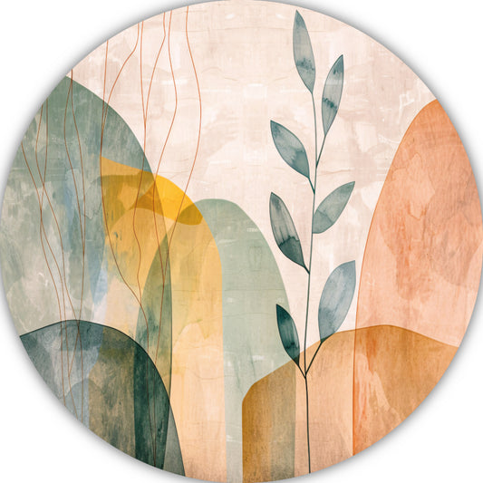 Minimalistische natuur in abstracte aardetinten aluminium muurcirkel