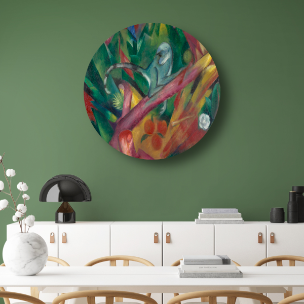 De kleine aap - Franz Marc aluminium muurcirkel