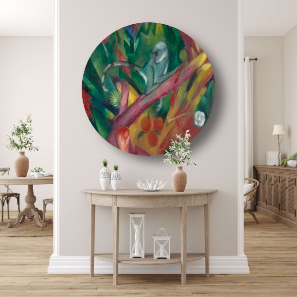 De kleine aap - Franz Marc aluminium muurcirkel
