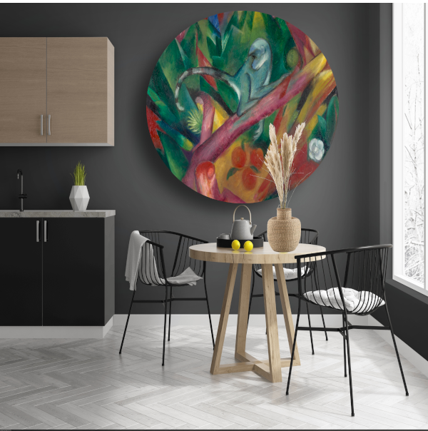 De kleine aap - Franz Marc aluminium muurcirkel
