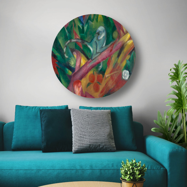 De kleine aap - Franz Marc aluminium muurcirkel