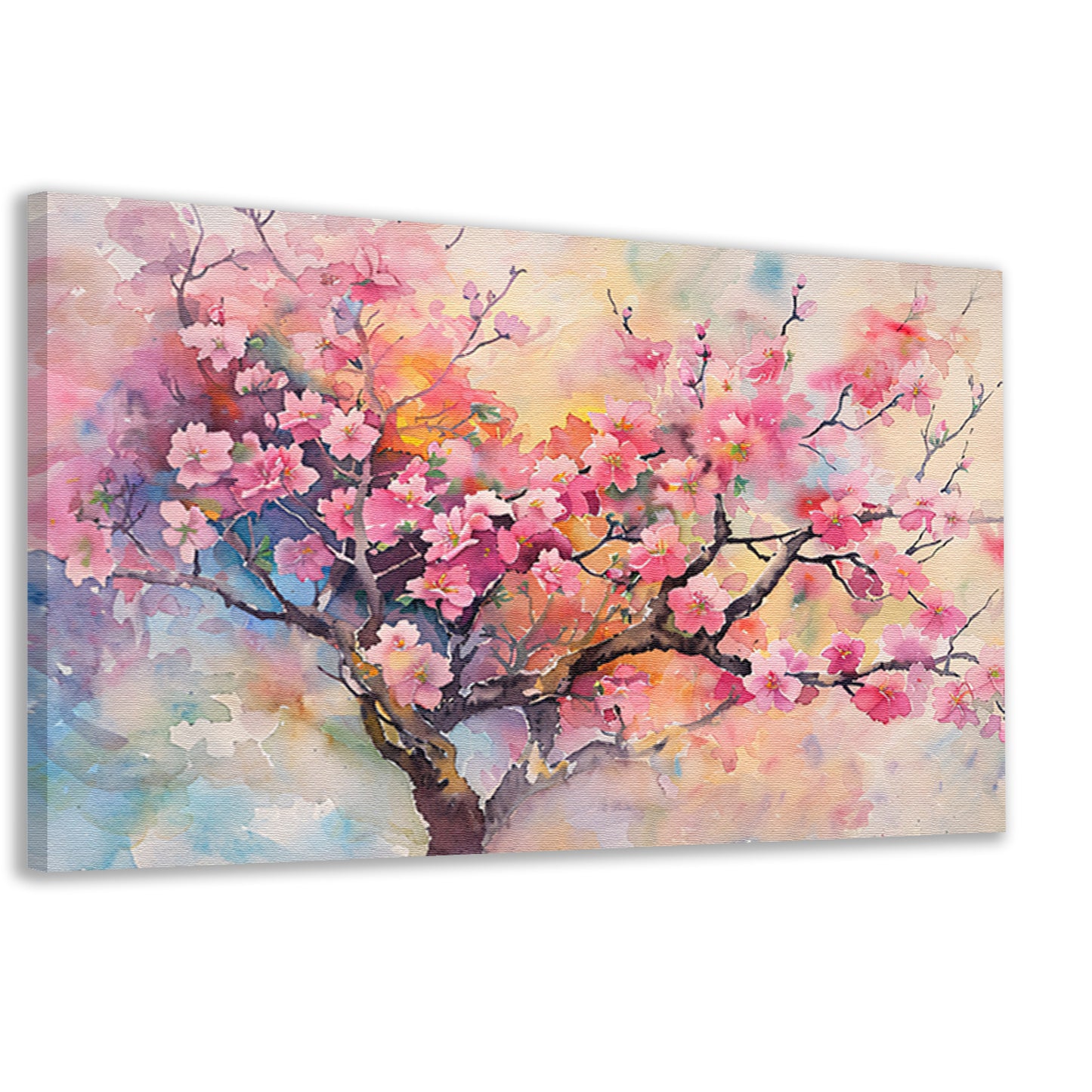 Aquarel van Kersenbloesem in Lente canvas