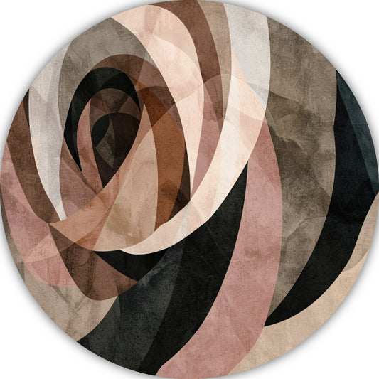 Sepia tinten en abstracte vormen kunst aluminium muurcirkel