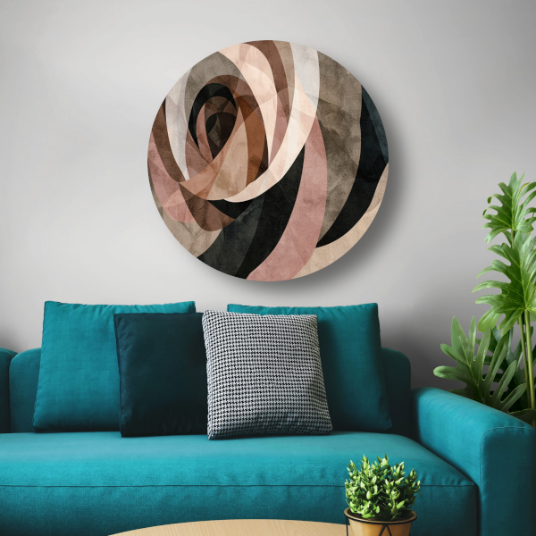 Sepia tinten en abstracte vormen kunst forex muurcirkel
