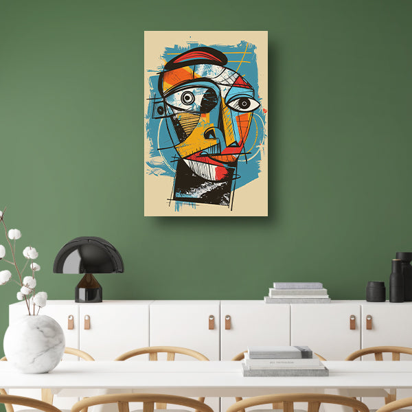 Kubistisch portret in levendige kleuren canvas