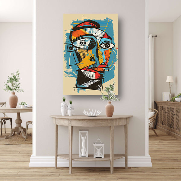 Kubistisch portret in levendige kleuren canvas
