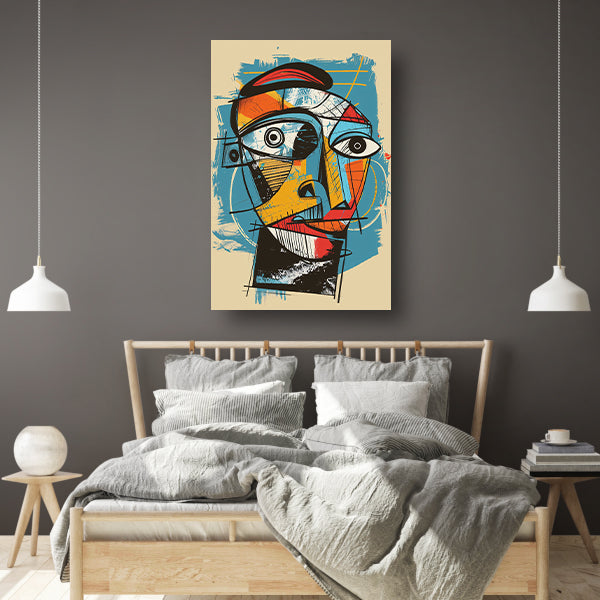Kubistisch portret in levendige kleuren canvas