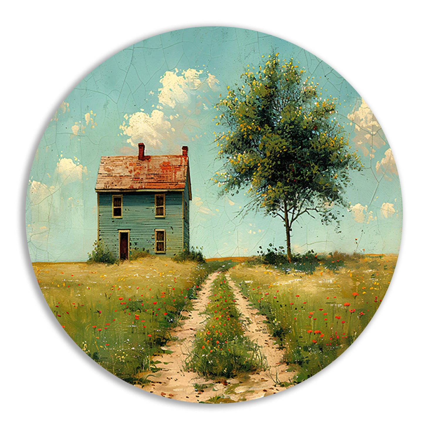 Impressionistisch Landschap met Huis forex muurcirkel