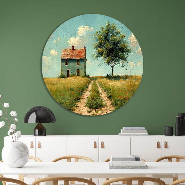 Impressionistisch Landschap met Huis forex muurcirkel