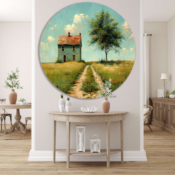 Impressionistisch Landschap met Huis forex muurcirkel