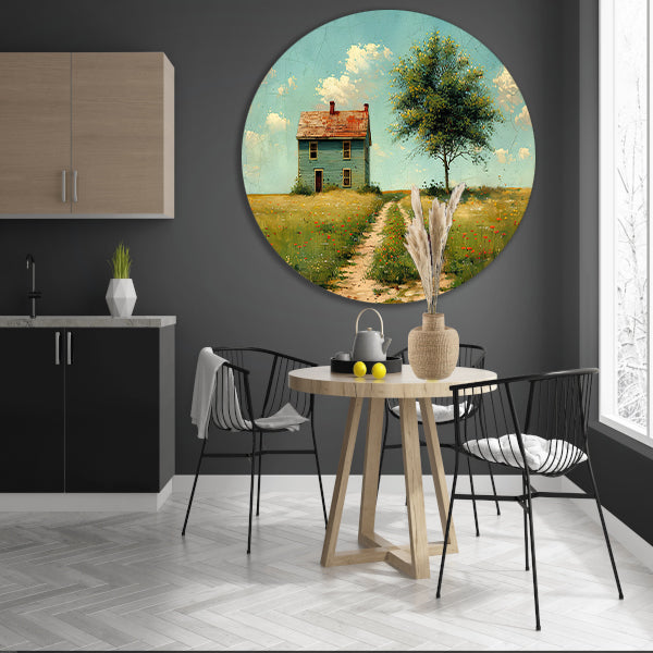 Impressionistisch Landschap met Huis forex muurcirkel