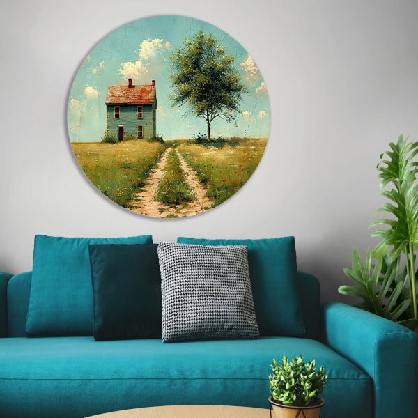 Impressionistisch Landschap met Huis forex muurcirkel