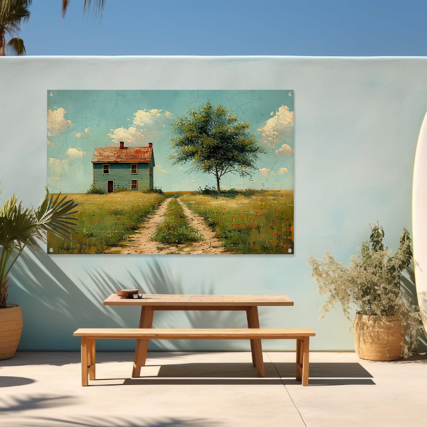 Impressionistisch Landschap met Huis tuinposter