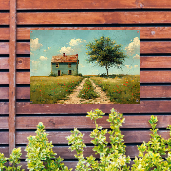 Impressionistisch Landschap met Huis tuinposter