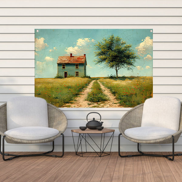 Impressionistisch Landschap met Huis tuinposter