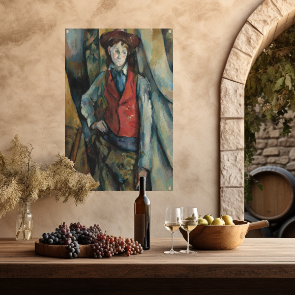 Jongen in een rood vest - Paul Cézanne tuinposter